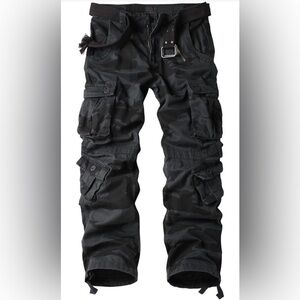 Men’s Black Camo Cargo Size 40-Fleece-Lined, 8 Pockets, Stylish Utility Fit